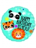 Standard Lion Tiger and Panda Happy Birthday Foil Balloon S40