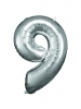 Large Number 9 Silver Foil Balloon N34