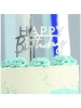 Ukras CAKE TOPPER-Happy Birthday Silver