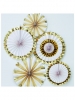 Ukras FAN DECORATIONS-Gold and White-5PK